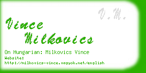 vince milkovics business card